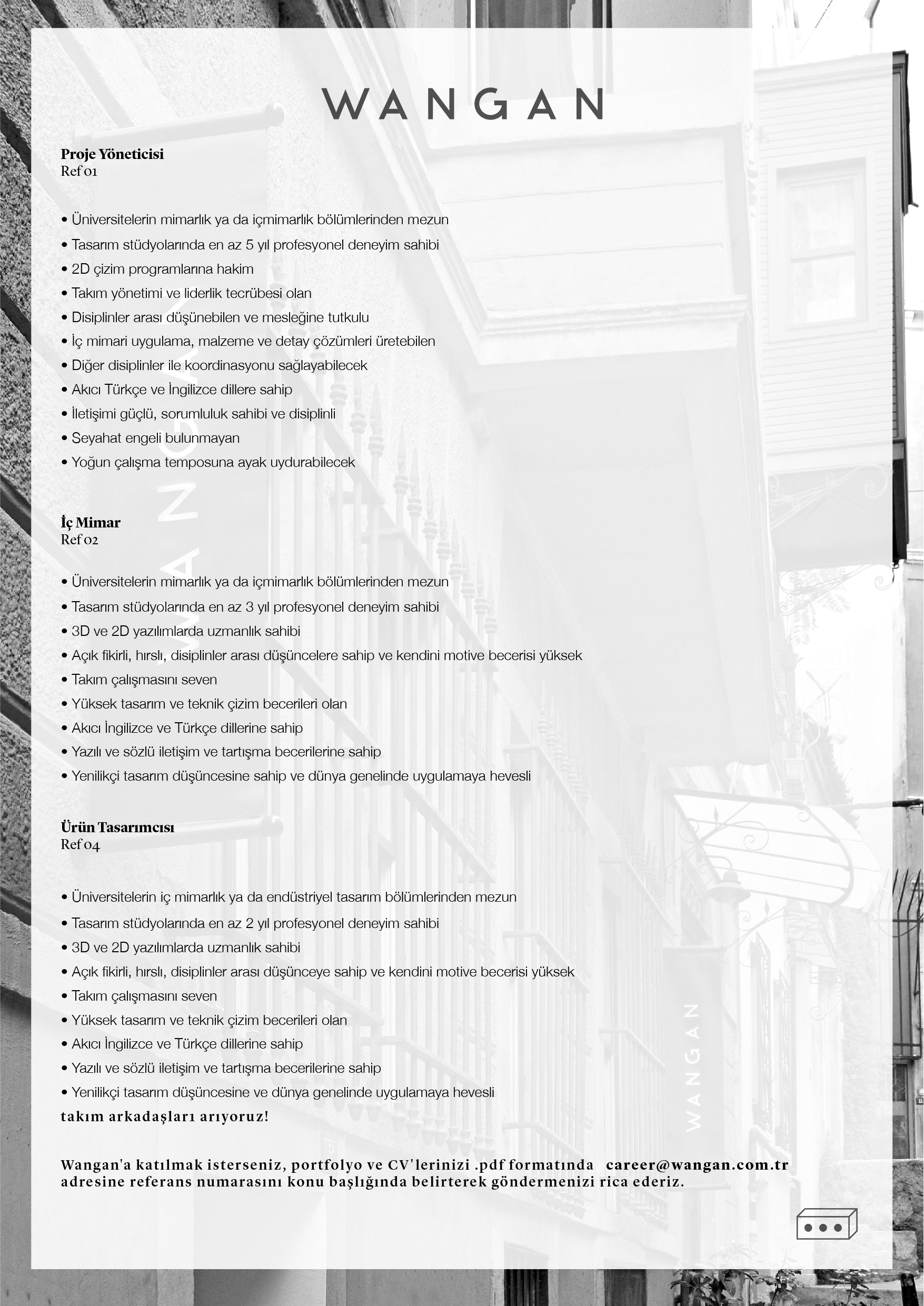 Wangan Studio Takım Arkadaşları Arıyor Arkitera