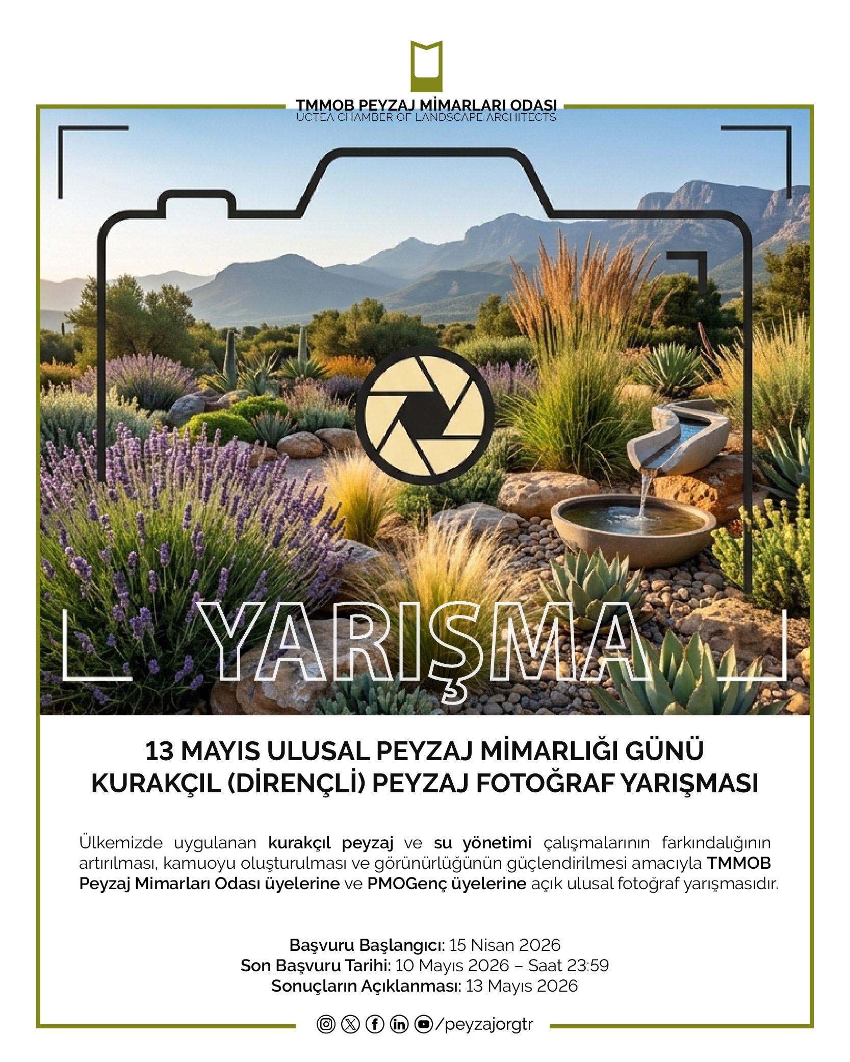 13 Mayıs Ulusal Peyzaj Mimarlığı Günü Kurakçıl (Dirençli) Peyzaj Fotoğraf Yarışması